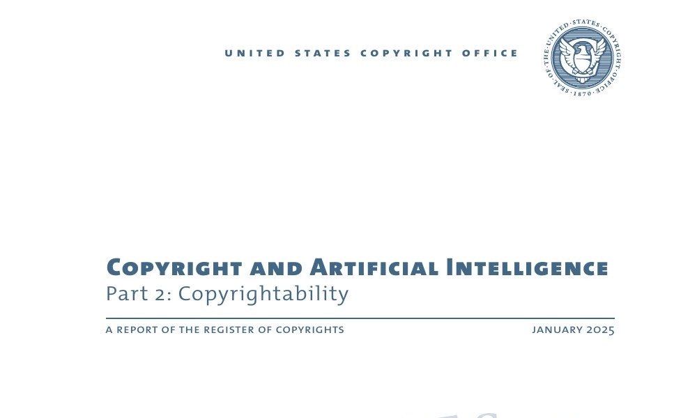 AI 이미지 상업적 이용과 저작권 인정 기준을 다룬 미국 저작권청 AI 보고서 2부 표지